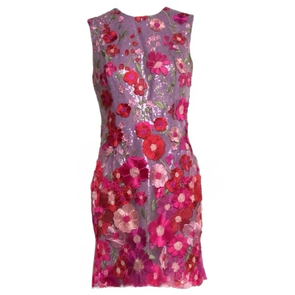 HELSI Miranda 3D Floral Applique Sequin Sleeveless Shift Mini Dress Medium NEW - Picture 6 of 10